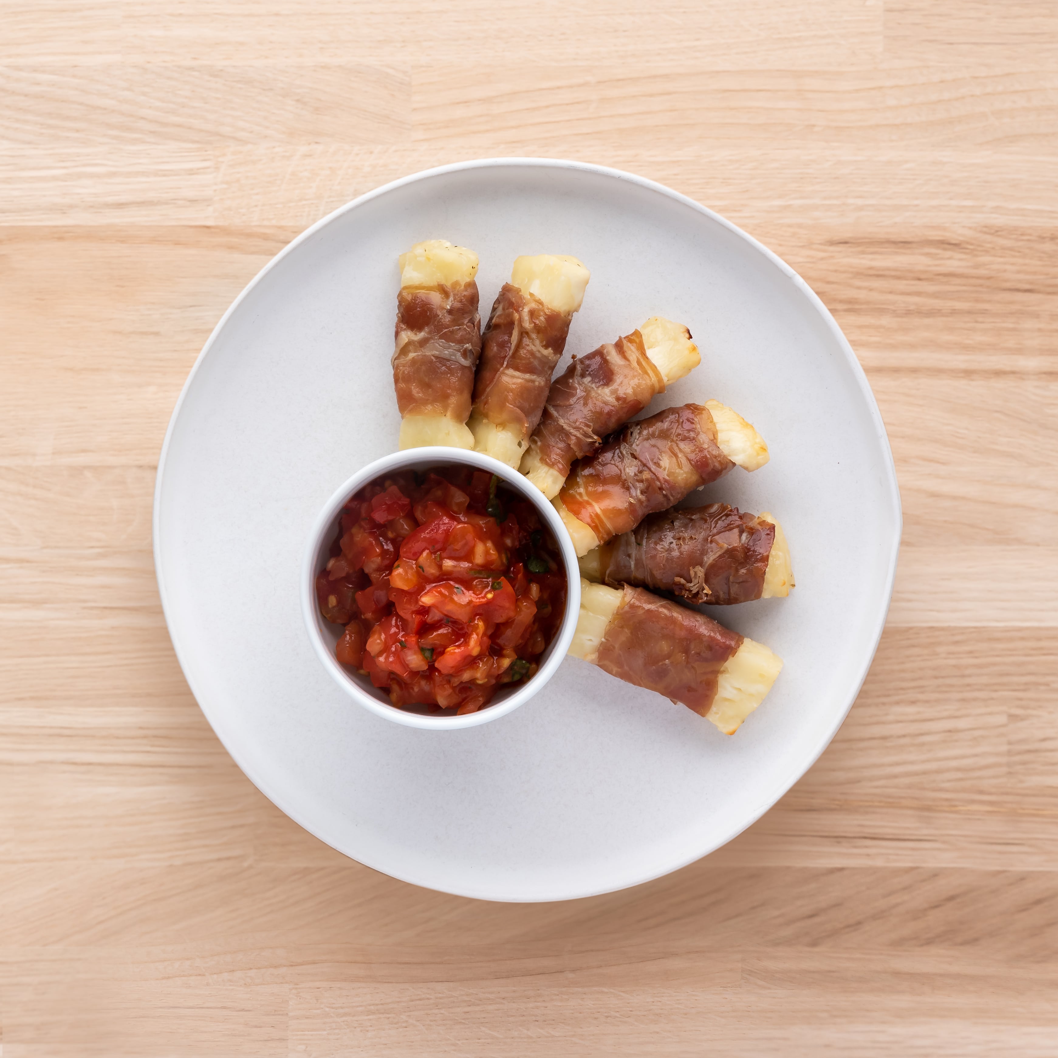PancettaWrapped Halloumi With A Rich Tomato Relish Recipe yhangry